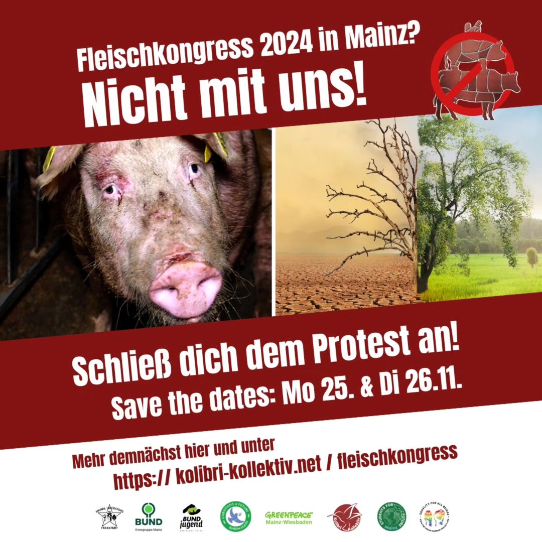 Share Pic zur Veranstaltung mit einem Bild von einem Schwein und einer austrocknenen Landschaft sowie die im Beitragstext genannten Infos.